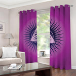 Purple Eye of Providence Print Blackout Grommet Curtains