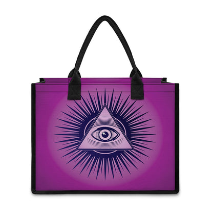 Purple Eye of Providence Print Canvas Tote Bag