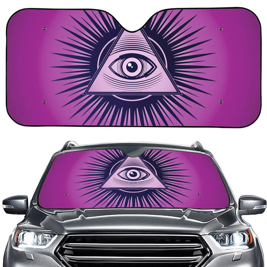 Purple Eye of Providence Print Car Windshield Sun Shade