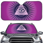 Purple Eye of Providence Print Car Windshield Sun Shade