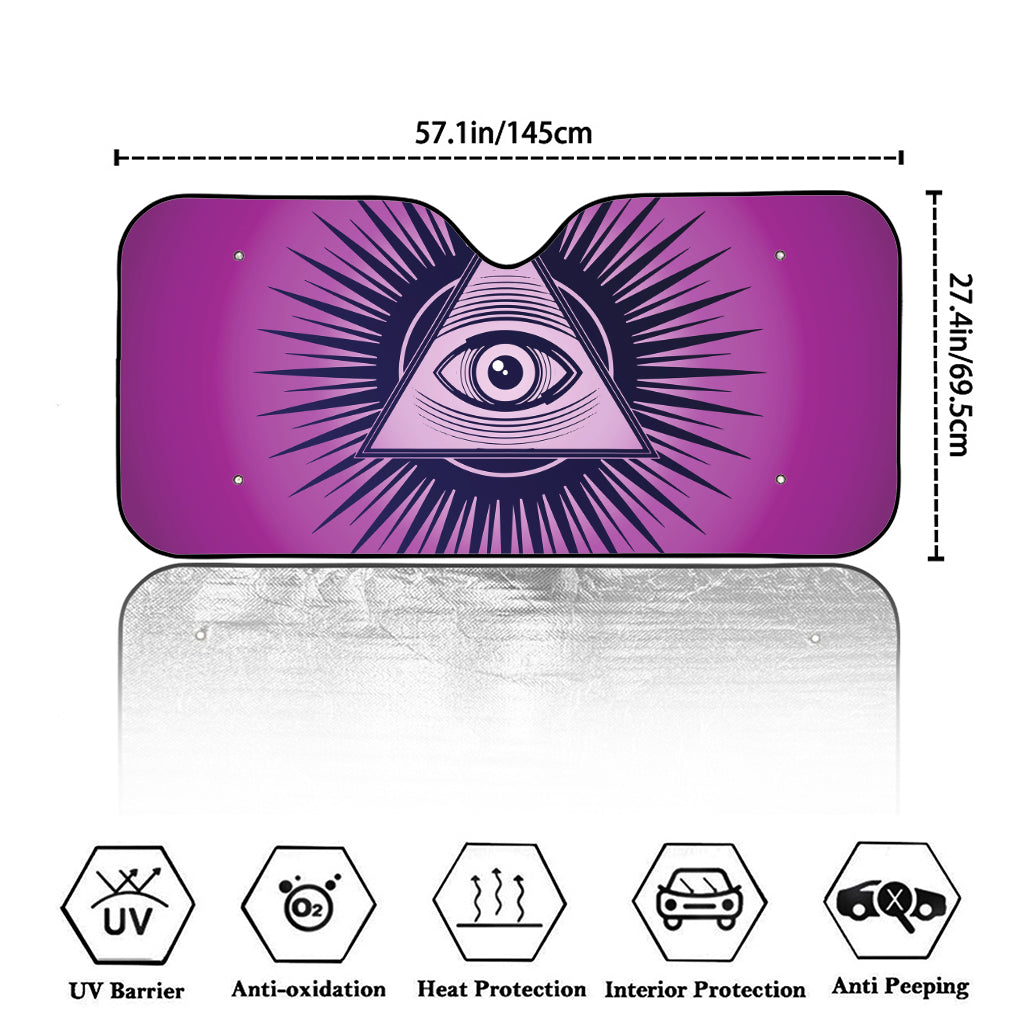 Purple Eye of Providence Print Car Windshield Sun Shade