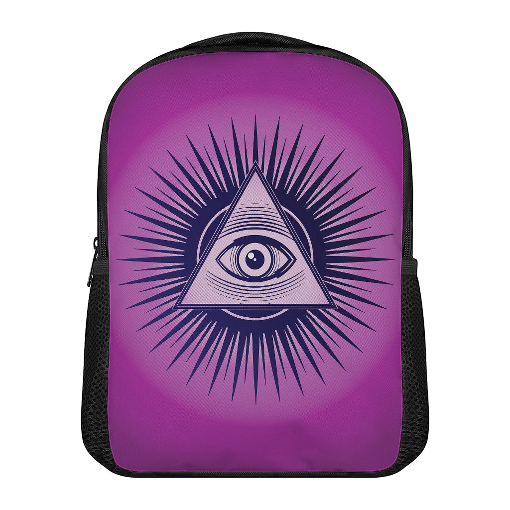 Purple Eye of Providence Print Casual Backpack