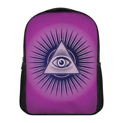 Purple Eye of Providence Print Casual Backpack