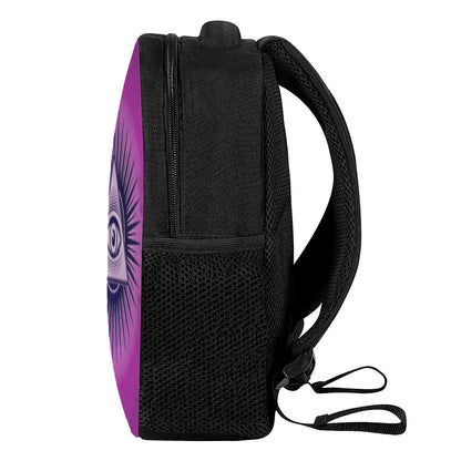 Purple Eye of Providence Print Casual Backpack