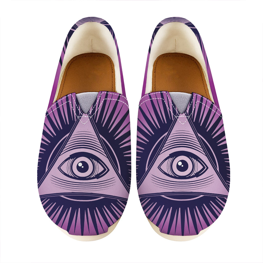 Purple Eye of Providence Print Casual Shoes