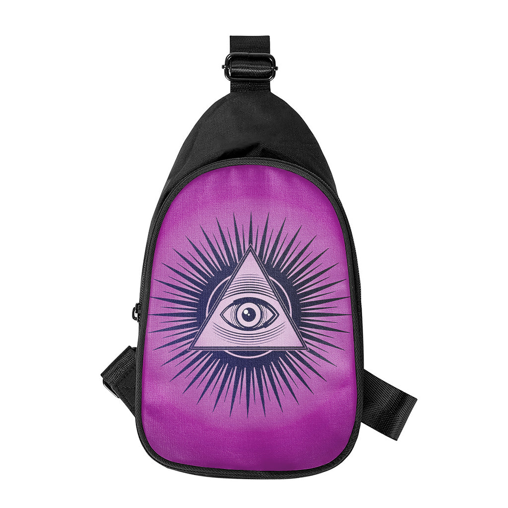 Purple Eye of Providence Print Chest Bag