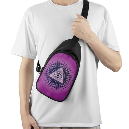 Purple Eye of Providence Print Chest Bag