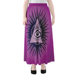 Purple Eye of Providence Print Chiffon Maxi Skirt