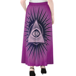 Purple Eye of Providence Print Chiffon Maxi Skirt