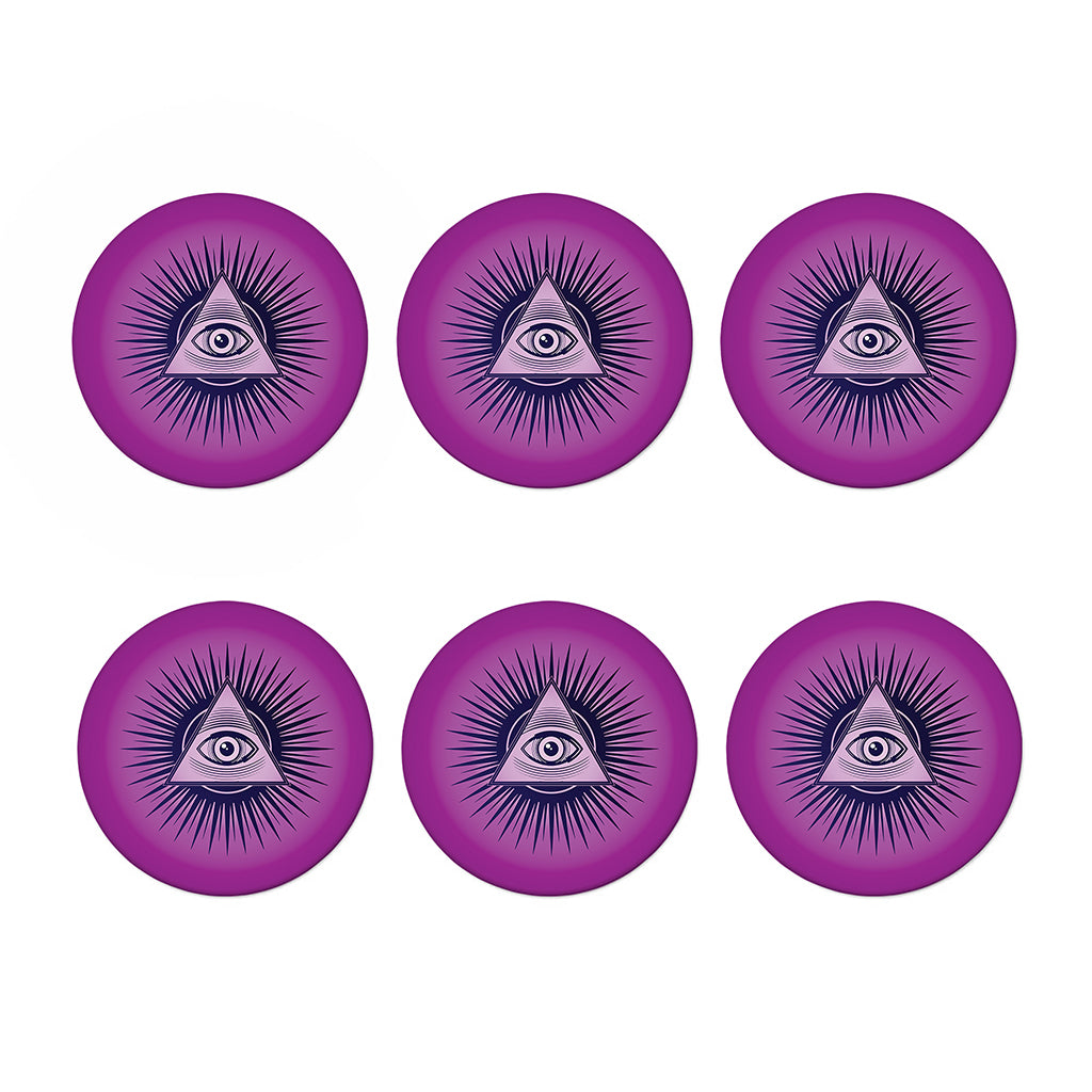 Purple Eye of Providence Print Coaster Set