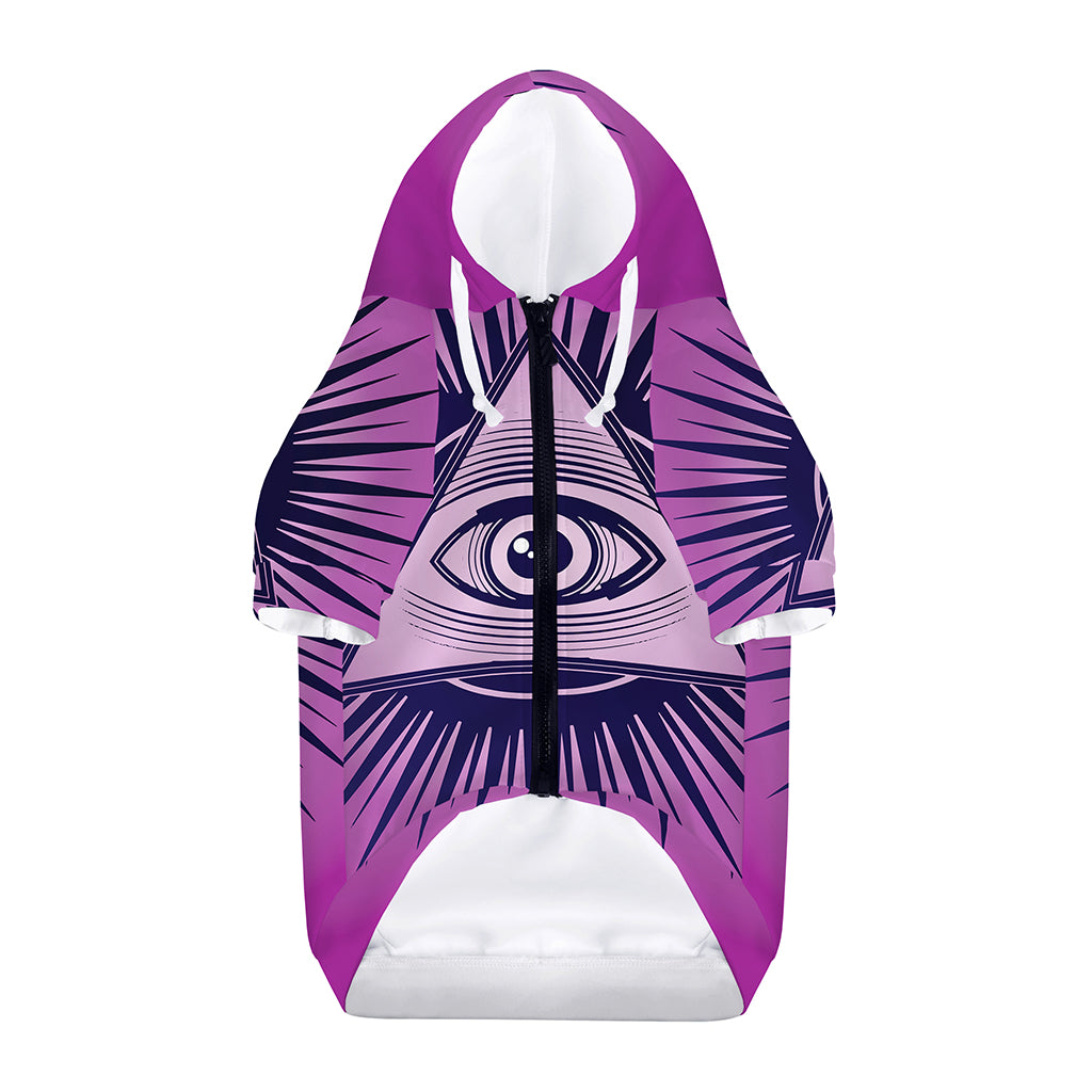 Purple Eye of Providence Print Dog Zip Up Hoodie