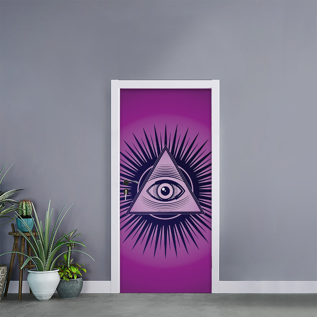 Purple Eye of Providence Print Door Sticker