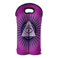 Purple Eye of Providence Print Double Neoprene Wine Tote