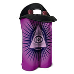 Purple Eye of Providence Print Double Neoprene Wine Tote