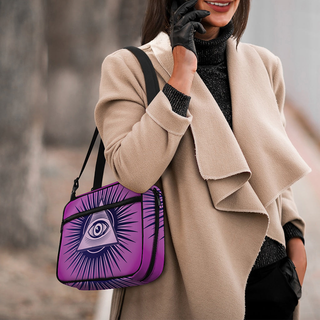 Purple Eye of Providence Print Double Strap Bible Bag