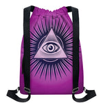 Purple Eye of Providence Print Drawstring Backpack