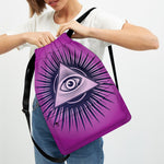 Purple Eye of Providence Print Drawstring Backpack