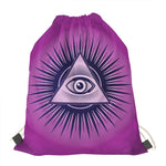 Purple Eye of Providence Print Drawstring Bag