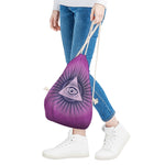 Purple Eye of Providence Print Drawstring Bag
