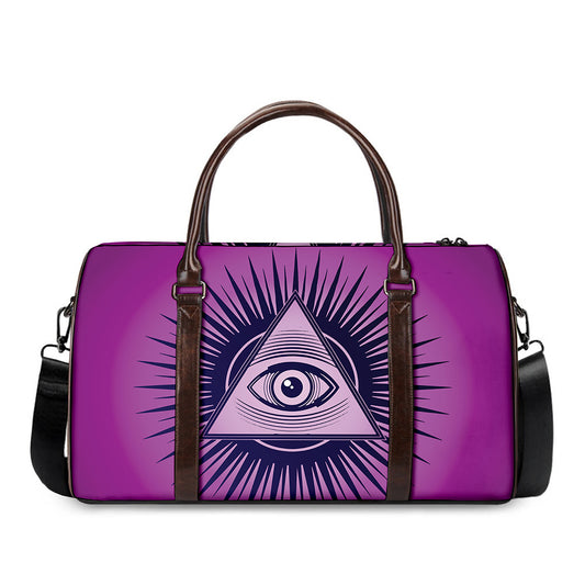 Purple Eye of Providence Print Duffle Bag