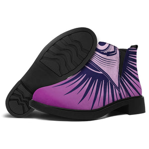 Purple Eye of Providence Print Flat Ankle Boots