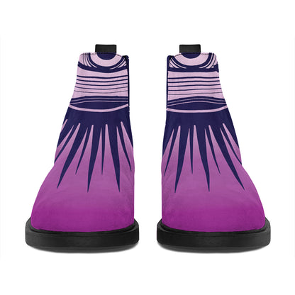 Purple Eye of Providence Print Flat Ankle Boots