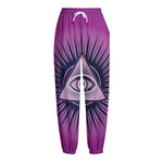 Purple Eye of Providence Print Fleece Lined Knit Pants