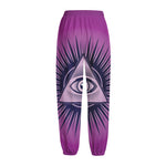 Purple Eye of Providence Print Fleece Lined Knit Pants