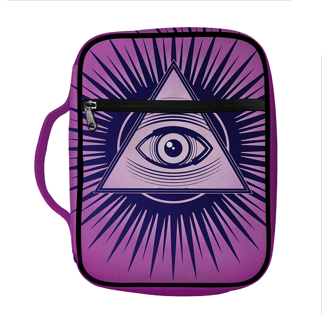 Purple Eye of Providence Print Front Pocket Bible Bag