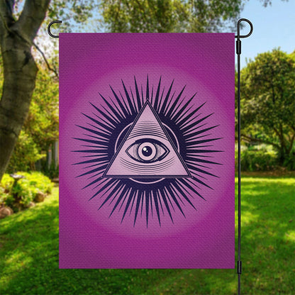 Purple Eye of Providence Print Garden Flag