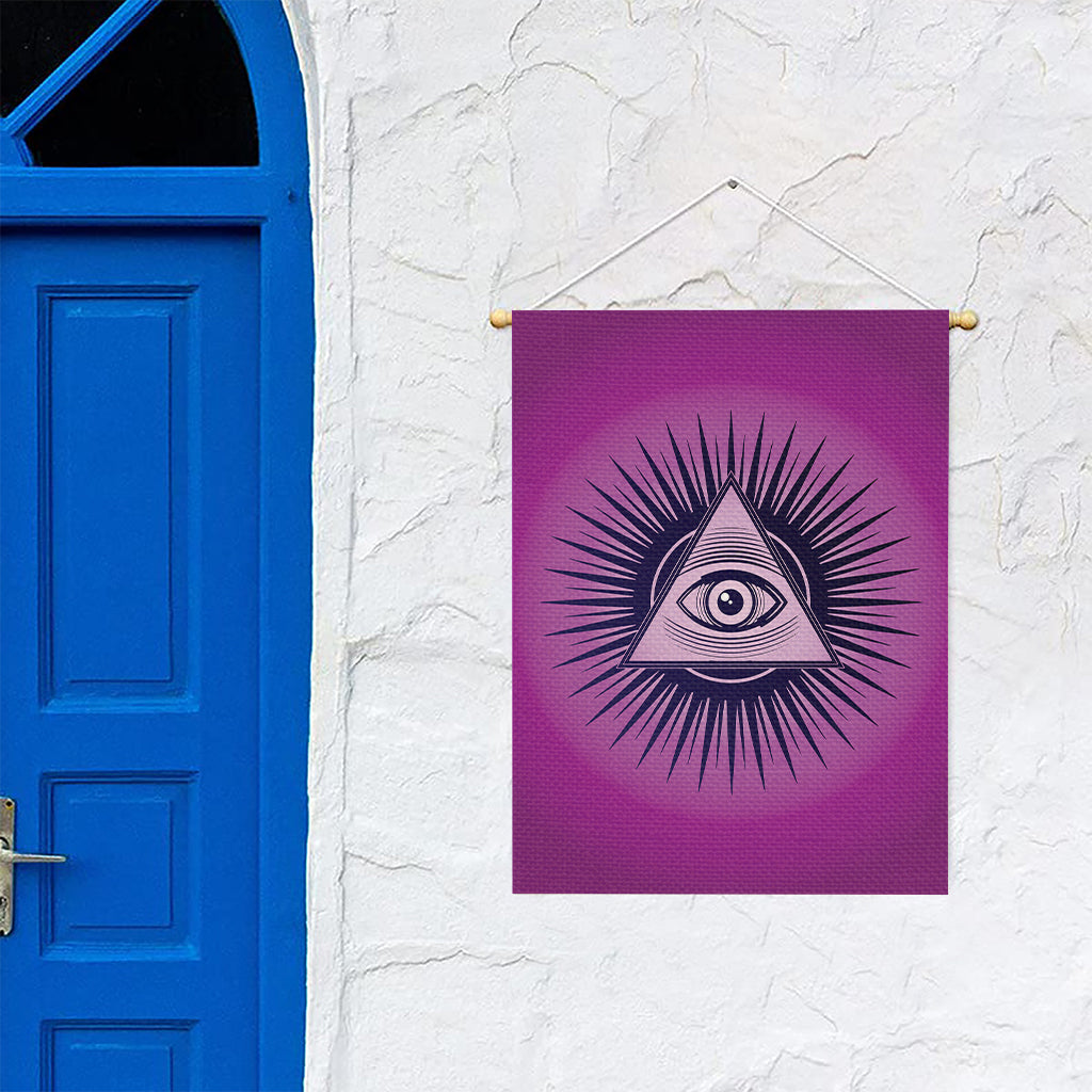 Purple Eye of Providence Print Garden Flag