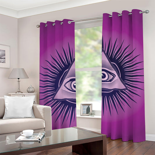 Purple Eye of Providence Print Grommet Curtains