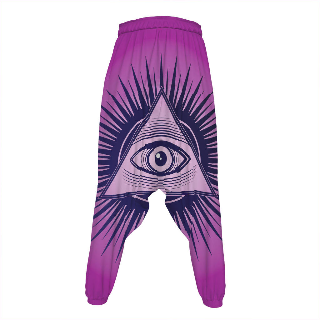 Purple Eye of Providence Print Hammer Pants