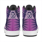 Purple Eye of Providence Print High Top Leather Sneakers