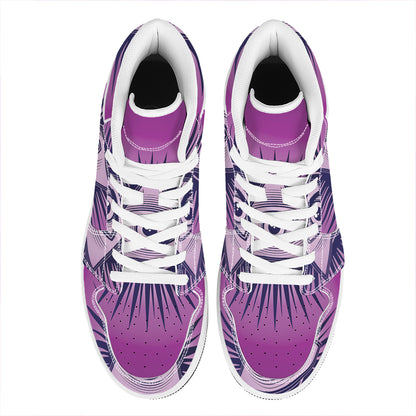 Purple Eye of Providence Print High Top Leather Sneakers