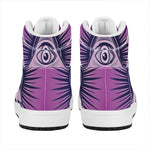 Purple Eye of Providence Print High Top Leather Sneakers