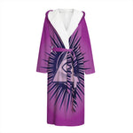 Purple Eye of Providence Print Hooded Bathrobe