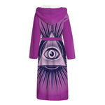 Purple Eye of Providence Print Hooded Bathrobe