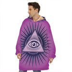 Purple Eye of Providence Print Hoodie Blanket