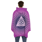 Purple Eye of Providence Print Hoodie Blanket