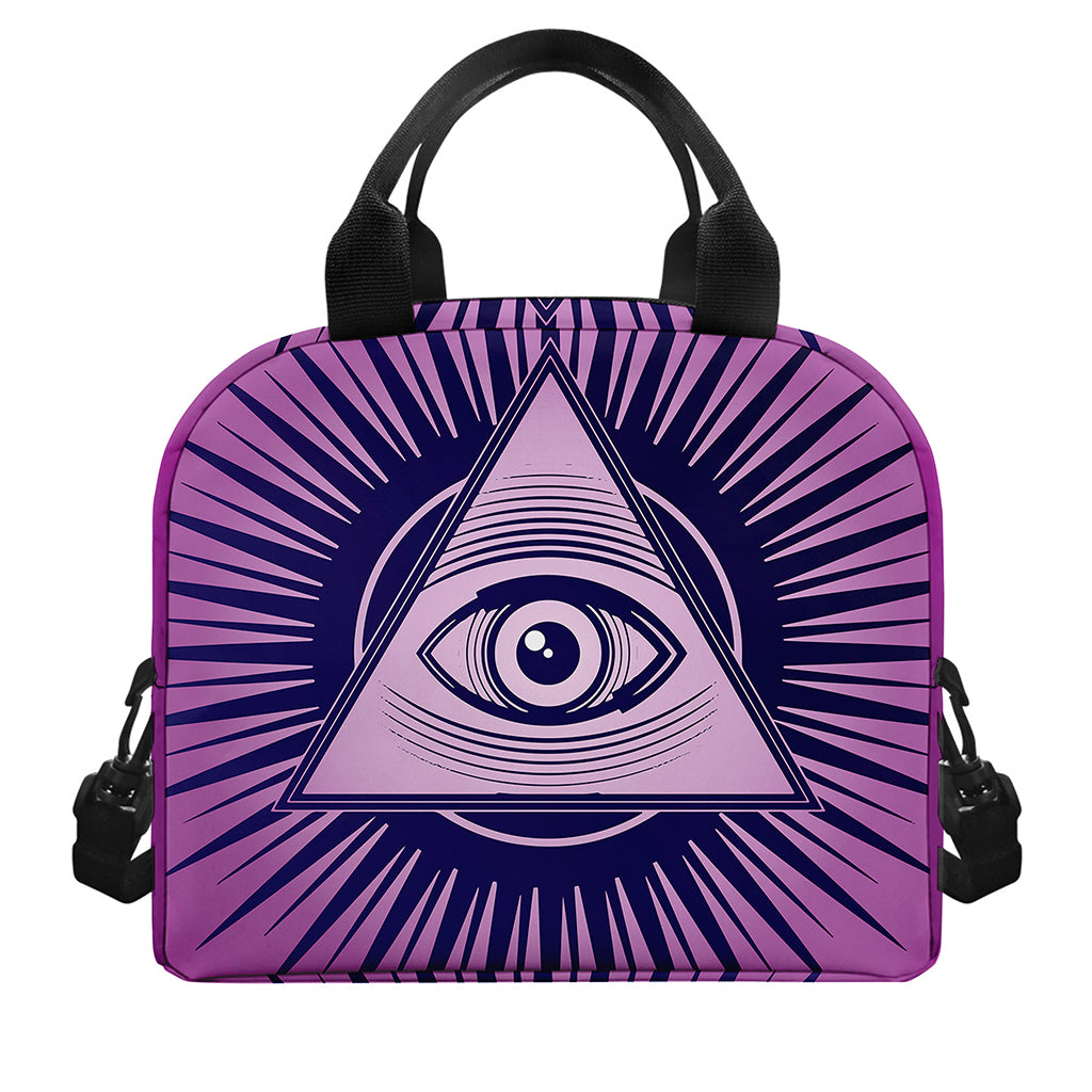 Purple Eye of Providence Print Insulated Lunch Bag