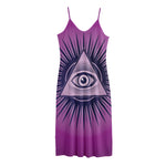 Purple Eye of Providence Print Jersey Midi Cami Dress