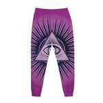 Purple Eye of Providence Print Jogger Pants