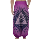 Purple Eye of Providence Print Lantern Pants