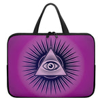 Purple Eye of Providence Print Laptop Sleeve With Handle