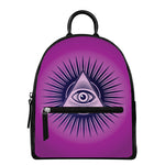 Purple Eye of Providence Print Leather Backpack