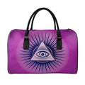 Purple Eye of Providence Print Leather Duffel Bag