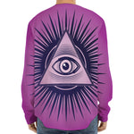 Purple Eye of Providence Print Long Sleeve Baseball Jersey