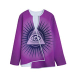 Purple Eye of Providence Print Long Sleeve Short Coat
