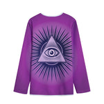 Purple Eye of Providence Print Long Sleeve Short Coat